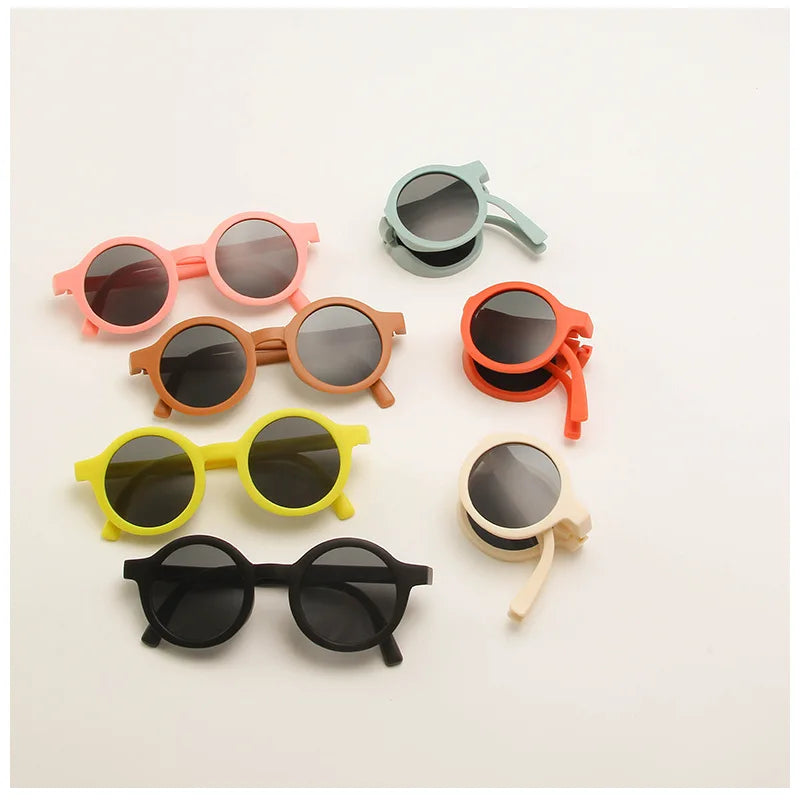 Classic Ins Folding Sunglasses Children Brand Designer Pink round Frame Sun Glasses Girls Boys Lentes UV400 GAFAS Sol Mujer