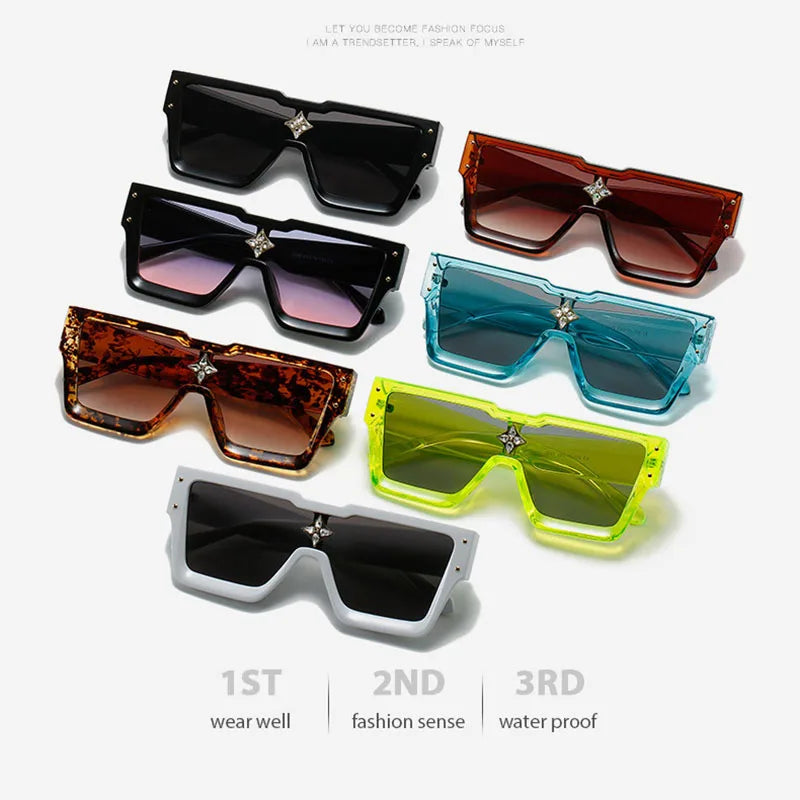 Luxury Crystal Oversized Women Square Sunglasses Trending Men Shades UV400