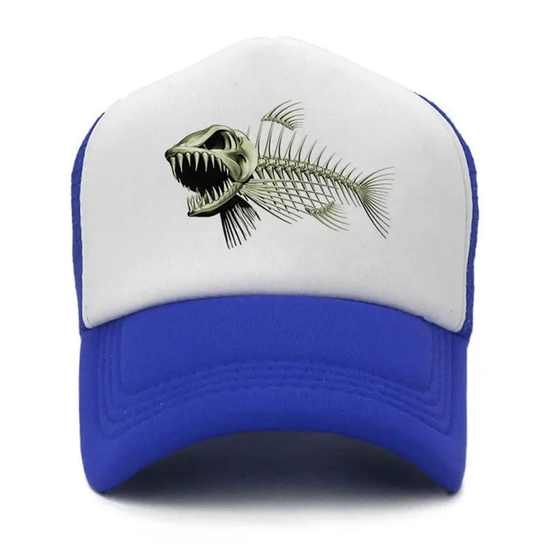 Fishbone Trucker Cap Men Fishing Skeleton Fish Bone Cap Hip Hop Baseball Caps Summer Fisher Man Mesh Hat for Men